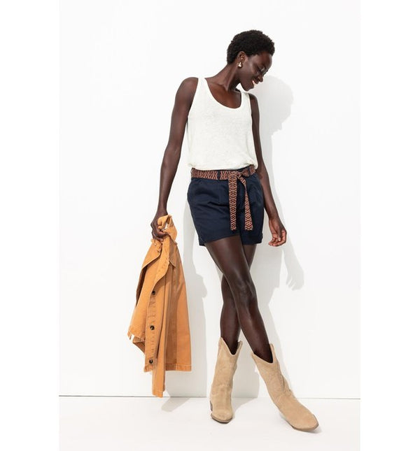 Women's Linen Blend Tank Top - Natural Plain Light
