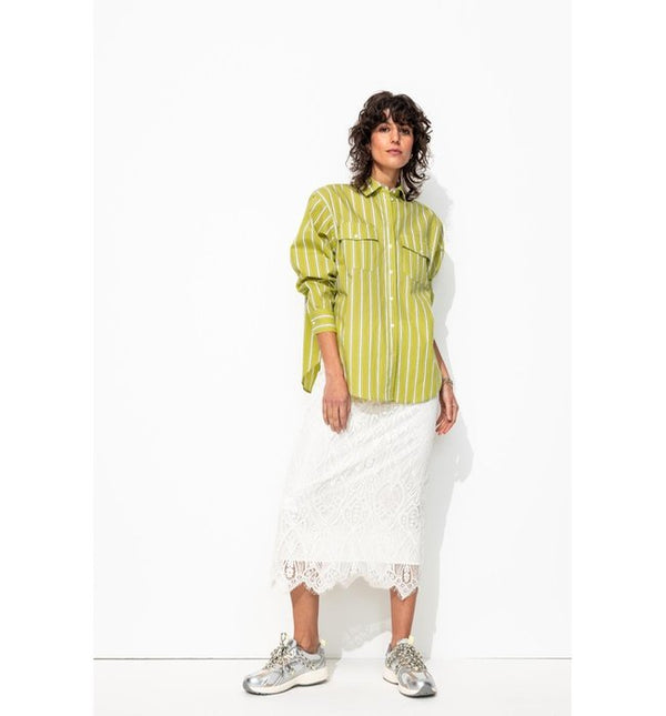 Women's Oversized Striped Shirt - Yellow Striped