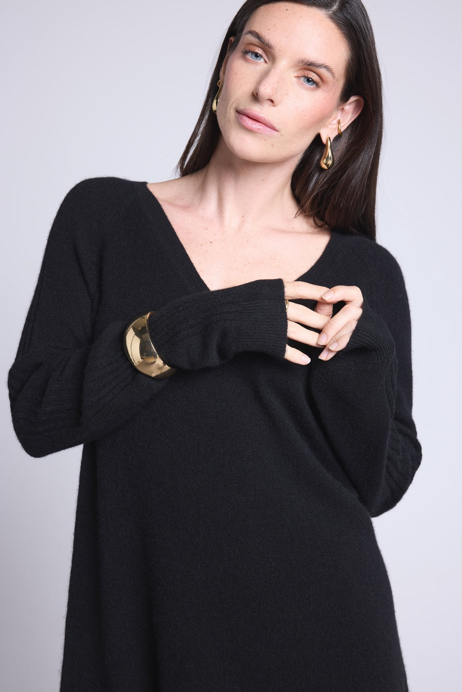 April V-Neck Dress - Black - Women