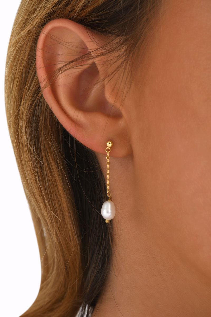 Boucles D'Oreilles Longues Ariel Perle Rose