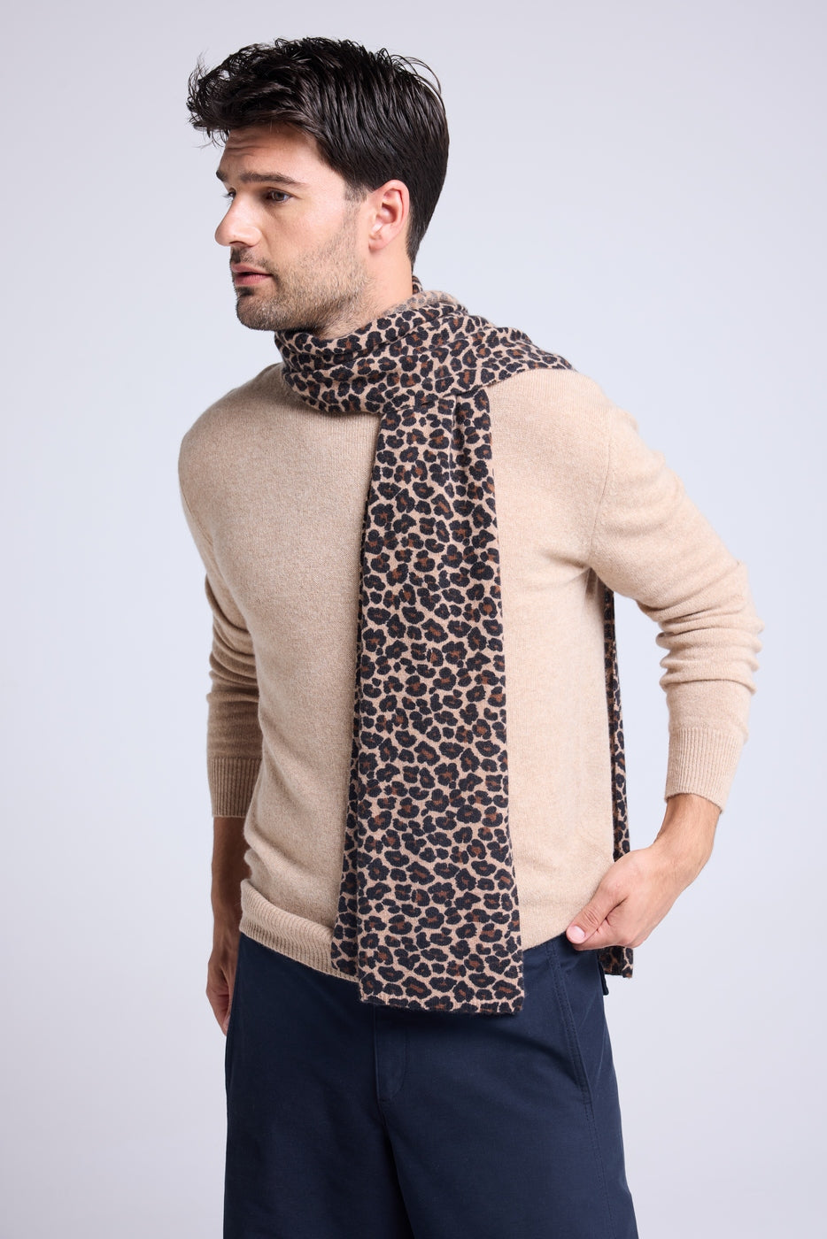 Ariella Kashiirtørklæde - Beige Leopard - Unisex