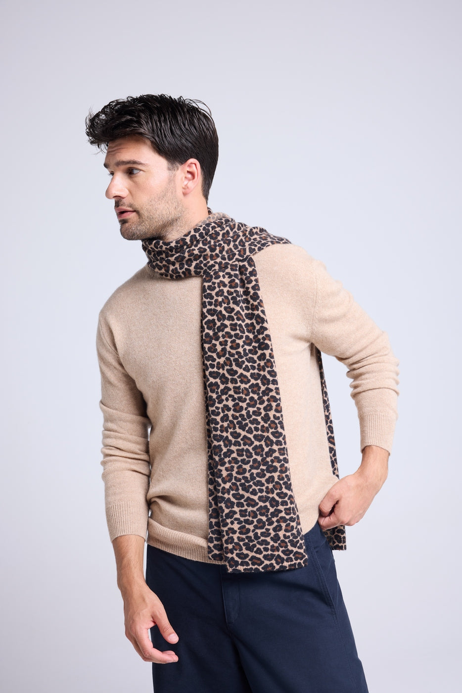 Ariella Kashiirtørklæde - Beige Leopard - Unisex