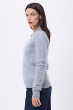 Polo – Cachemire Brossé Arielle - Gris Clair - Femme - 100% Cachemire Brosse