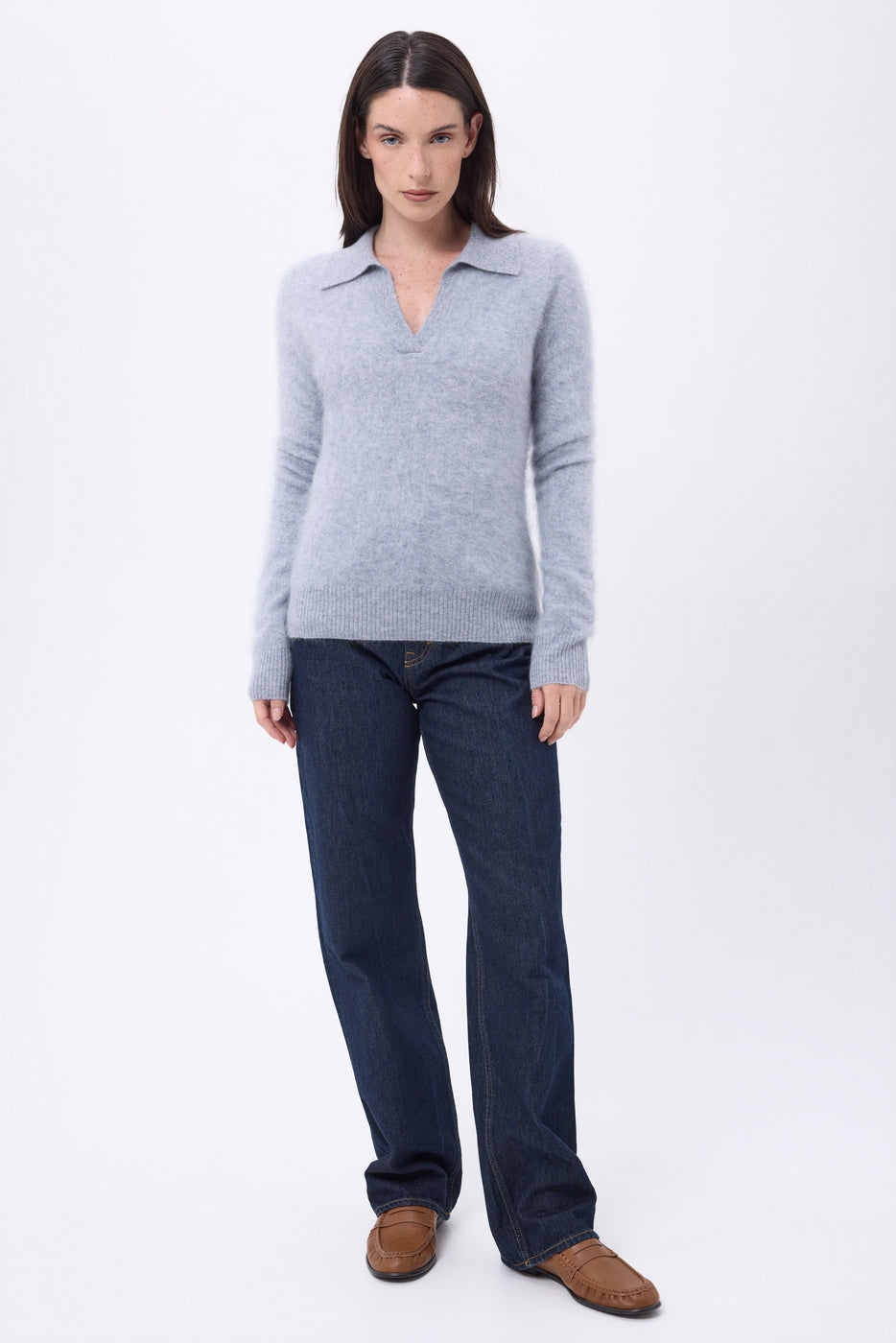 Polo – Cachemire Brossé Arielle - Gris Clair - Femme - 100% Cachemire Brosse