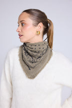 Unisex Bandana Scarf 54*54 Arizona In Cashmere - Khaki Green Black