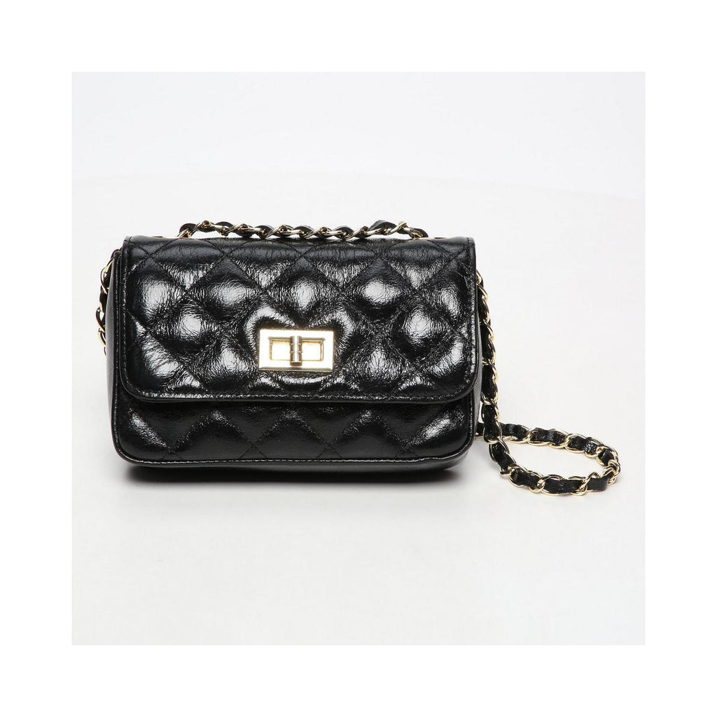 Avila Laminated Shoulder Bag - Black