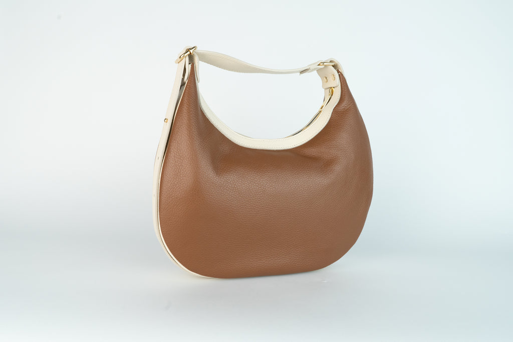 Bolso bandolera Siana - Blanco roto/Camel