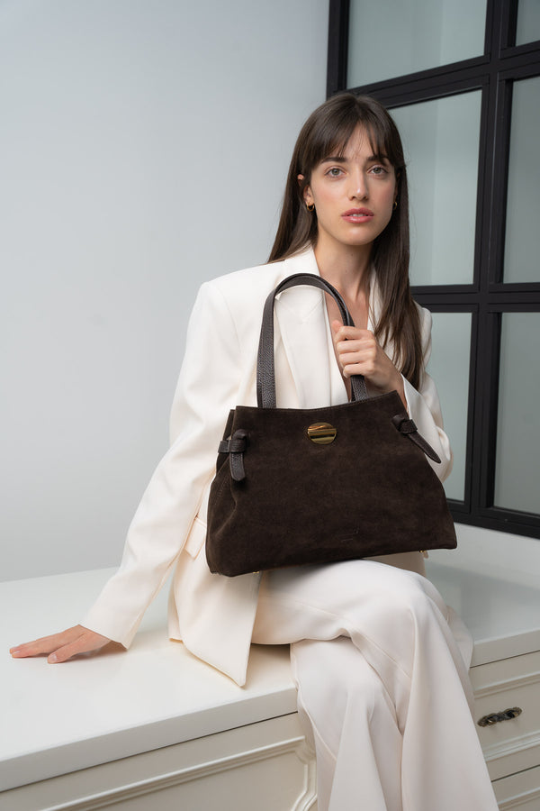 Vera Suede Shoulder Bag - Mocha