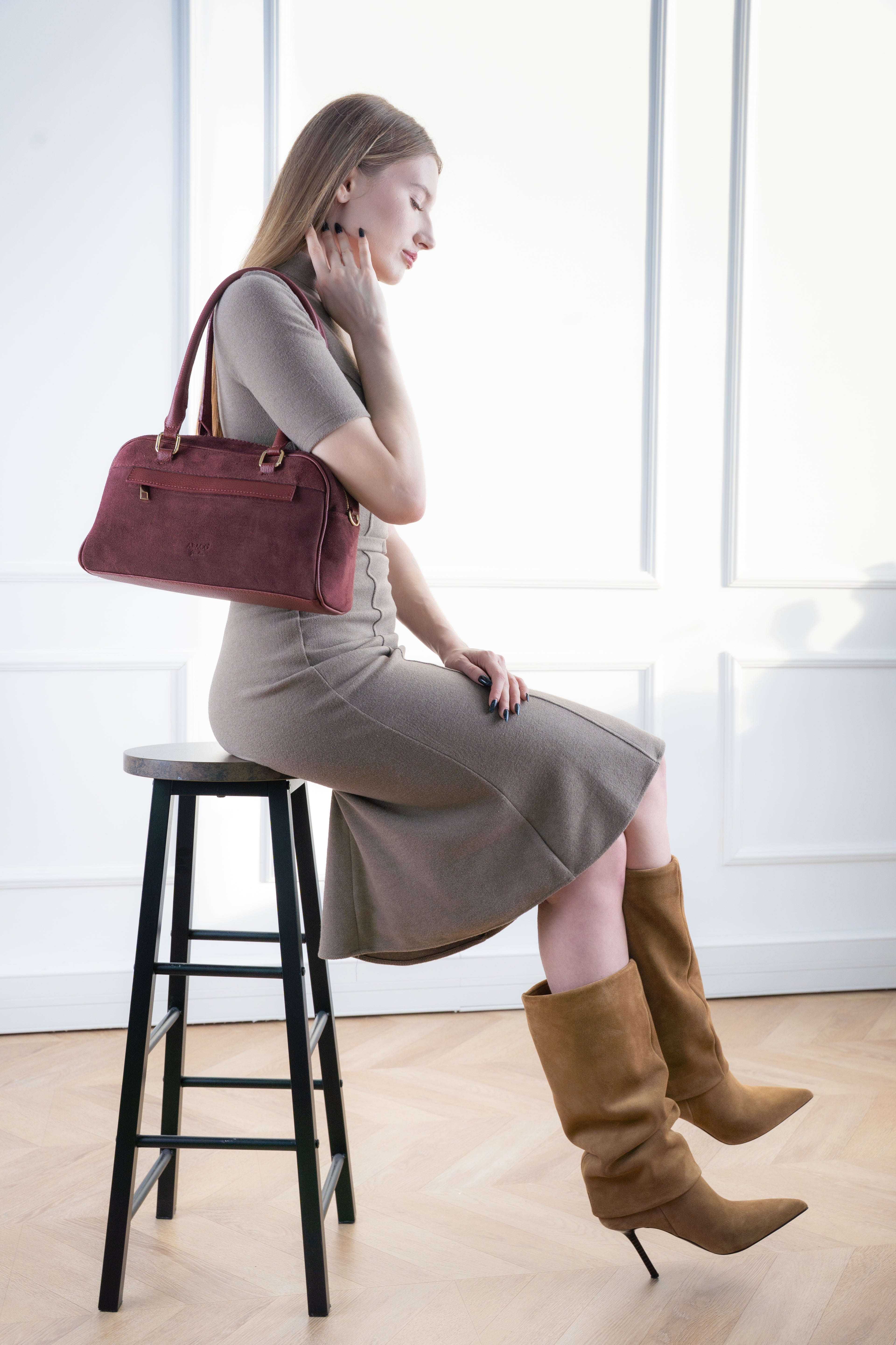 Drew Shoulder Bag - Burgundy