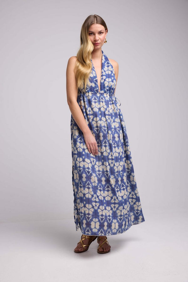 Vestido largo sin mangas - Azul