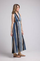 Robe Longue Sans Manche - Rayures Bleu