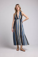Robe Longue Sans Manche - Rayures Bleu