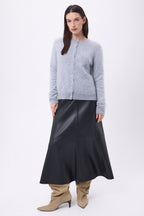 Cardigan Col Rond – Cachemire Brossé Atlas - Gris Clair - Femme - 100% Cachemire Brosse