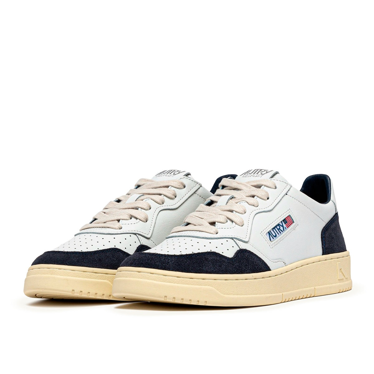 Autry Medalist Leather Low White Bottle Green - Noir;Blanc