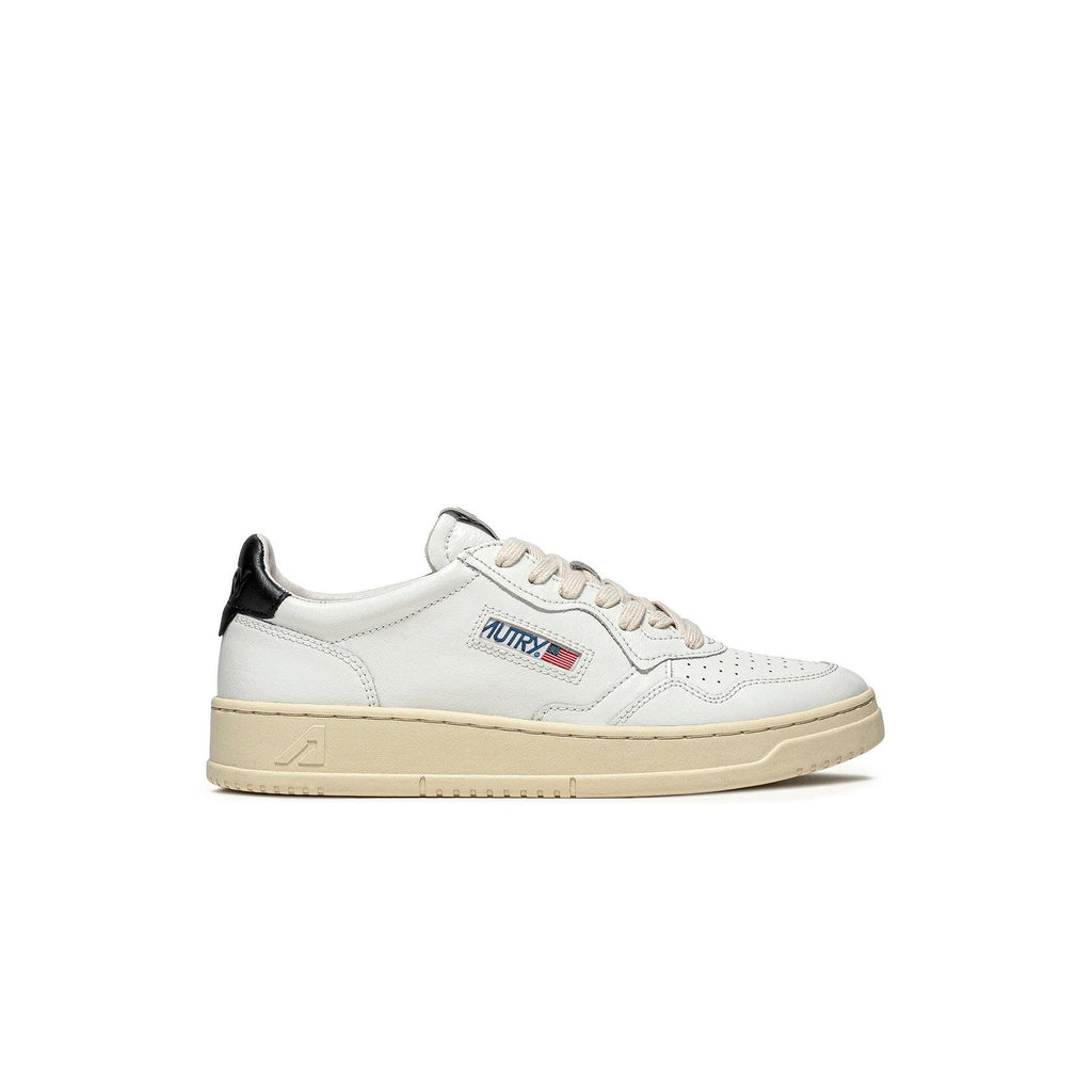 Autry Medalist Leather Low White Black - Blanc