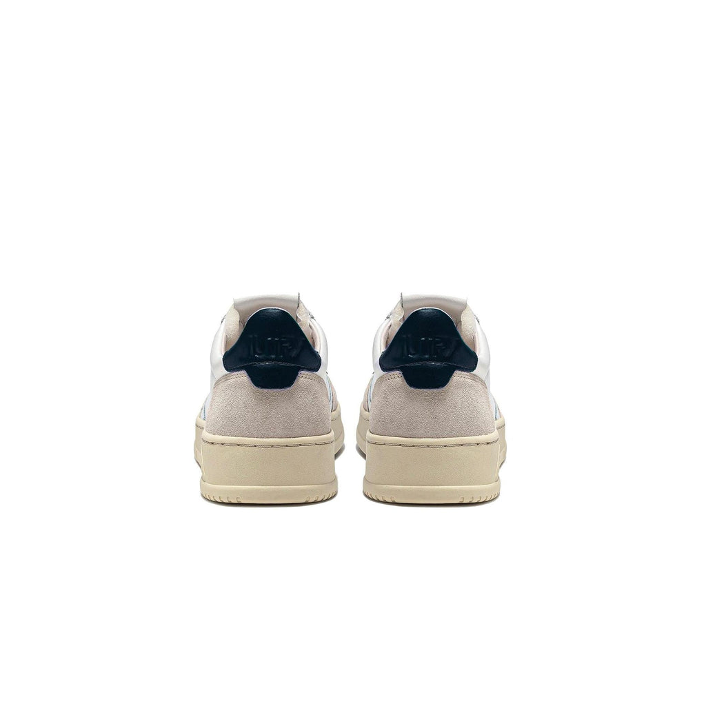 Autry Medalist Leather Low White Blue Suede - Blanc