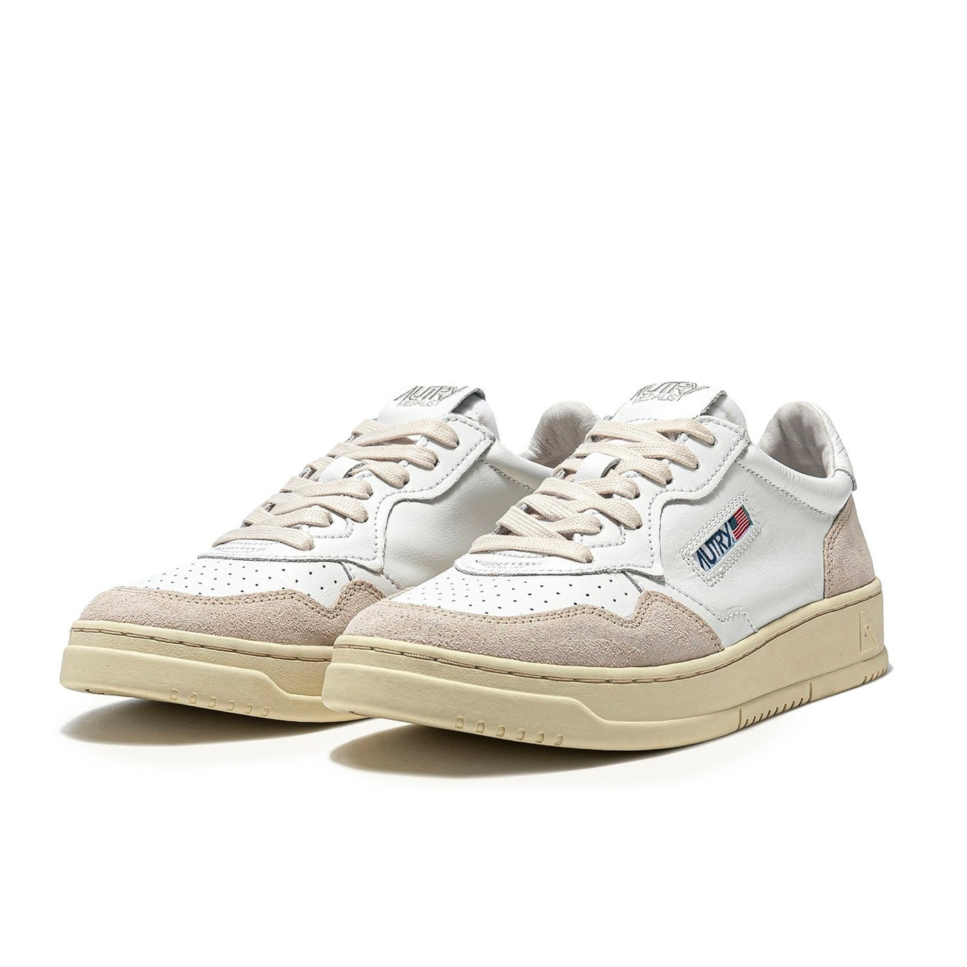 Autry Medalist Leather Low Blanco Ante Beige - Blanco