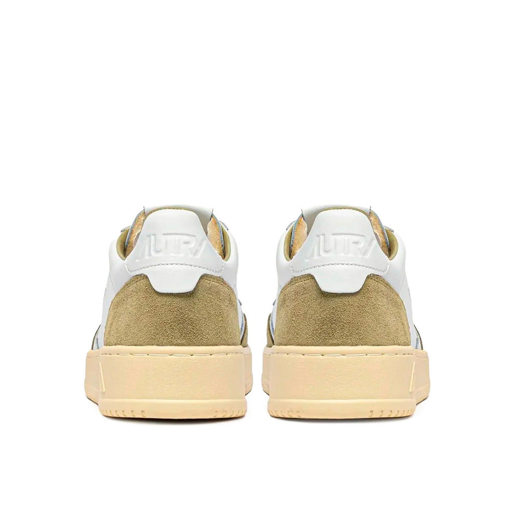Autry Medalist Leather Low Sue White Greygn - Blanc