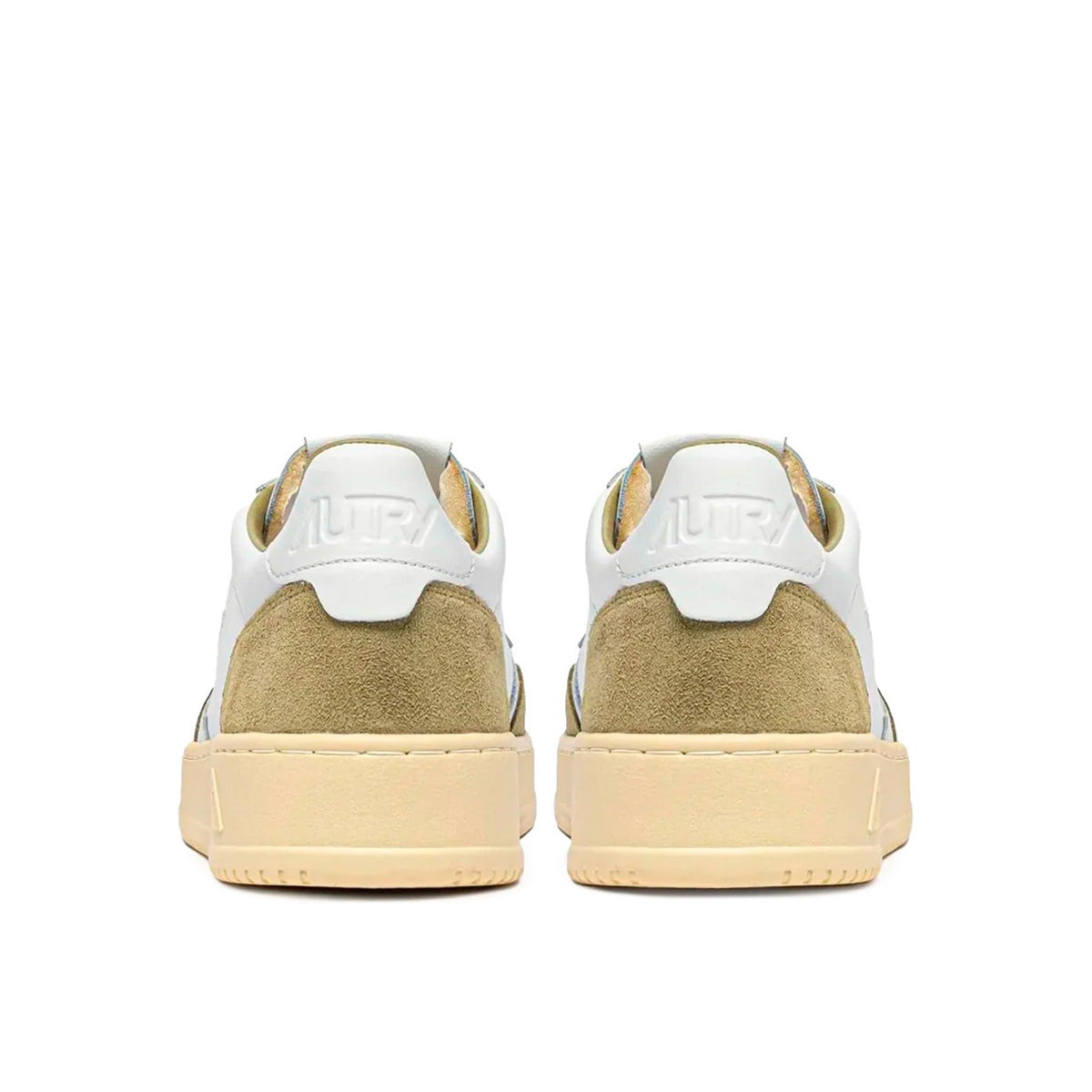 Autry Medalist Leather Low Sue White Greygn - Blanc