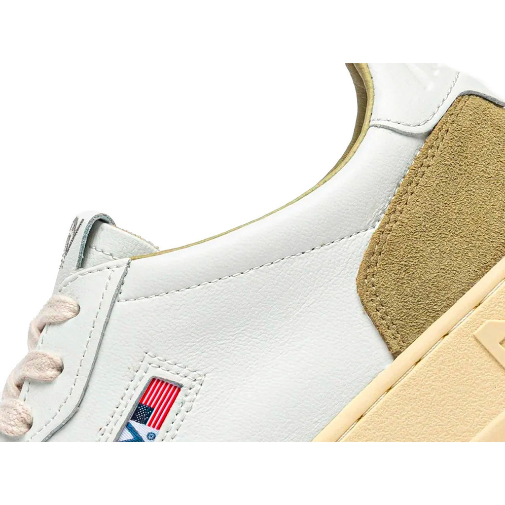 Autry Medalist Leather Low Sue White Greygn - Blanc