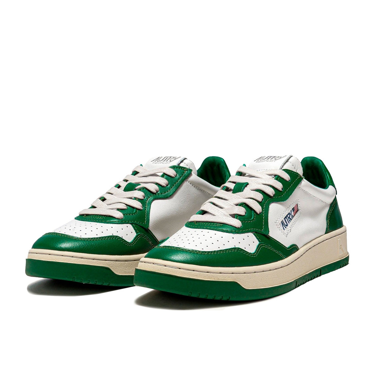 Autry Medalist Leather Low Green White - White;Green