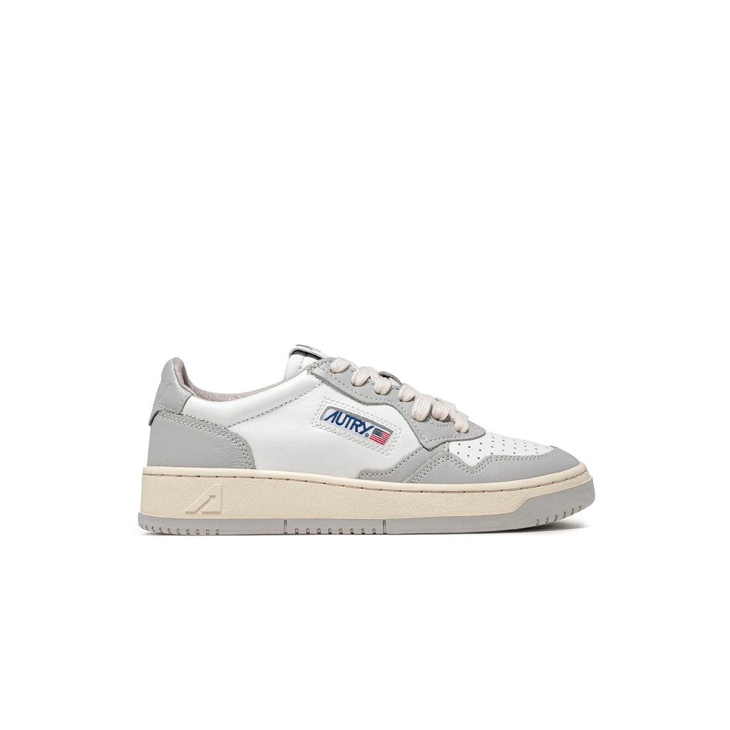Autry Medalist Leather Low Gray White - Gray