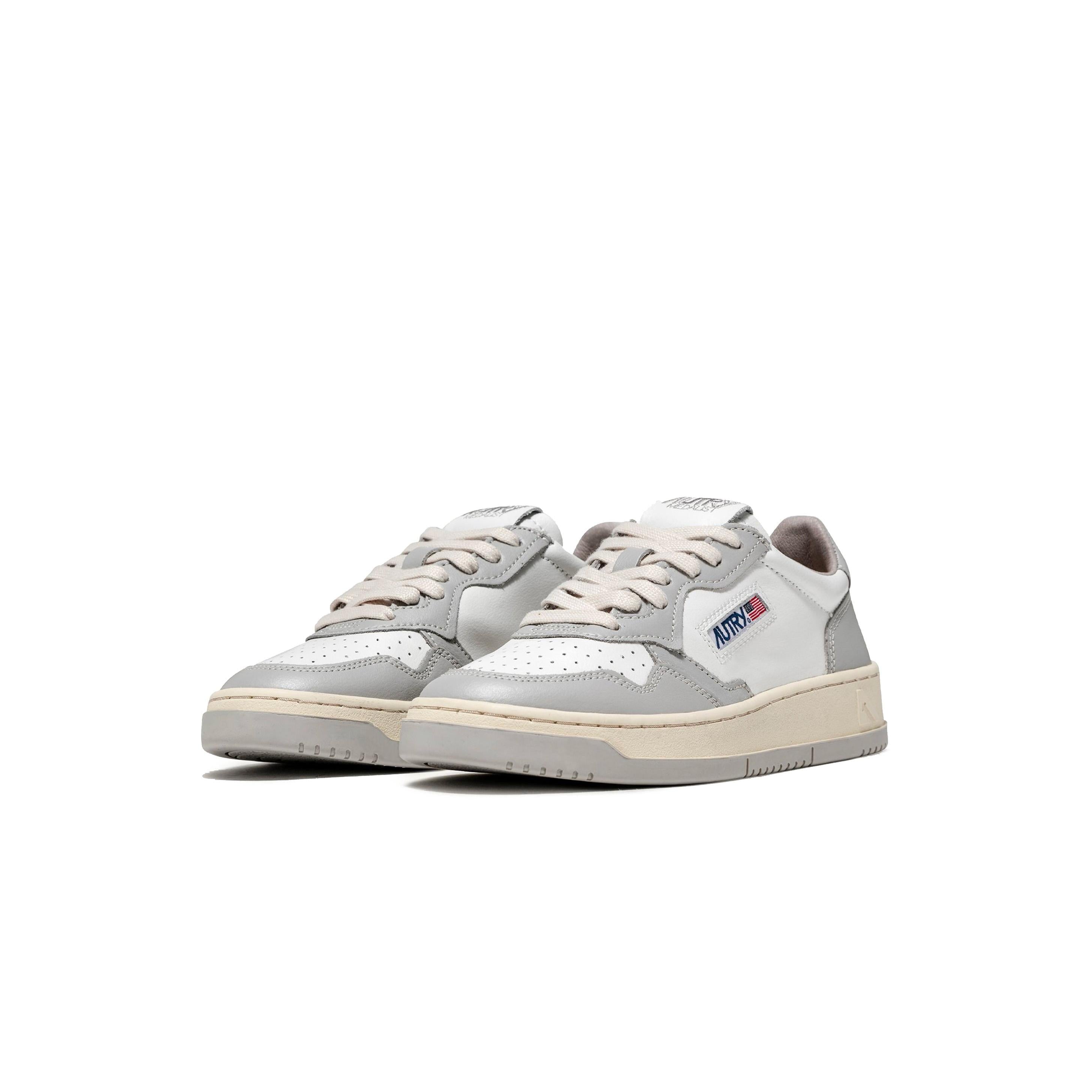 Autry Medalist Leather Low Gray White - Gray