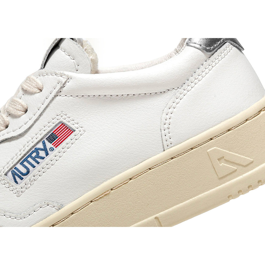 Autry Medalist Leather Low White Silver (W) - White
