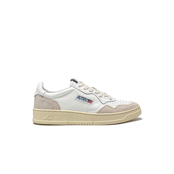 Autry Medalist Leather Low White Beige Suede (W) - White