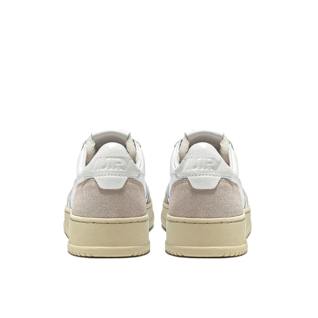 Autry Medalist Leather Low White Beige Suede (W) - White