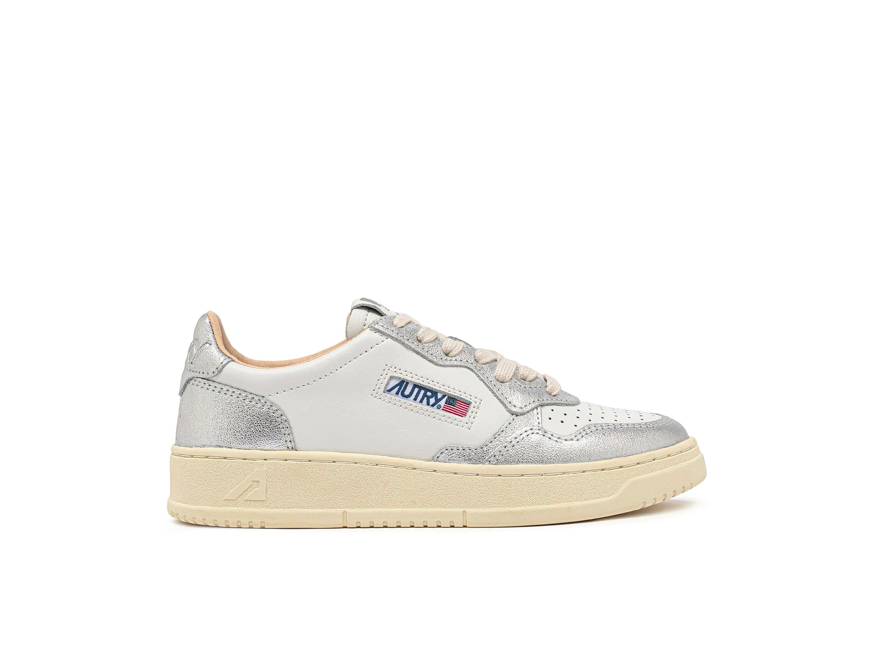 Autry Medalist Leather Low Blanco Plata - Blanc