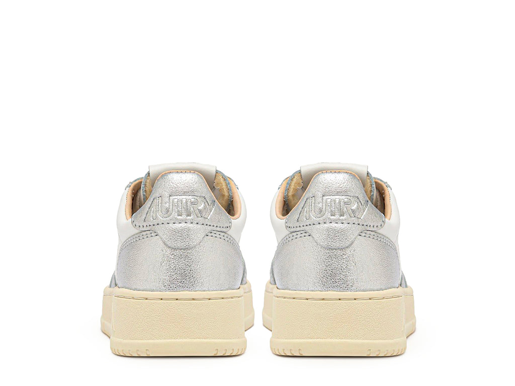 Autry Medalist Leather Low Blanco Plata - Blanc