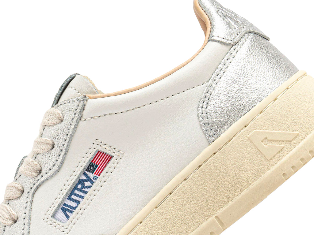 Autry Medalist Leather Low Blanco Plata - Blanc
