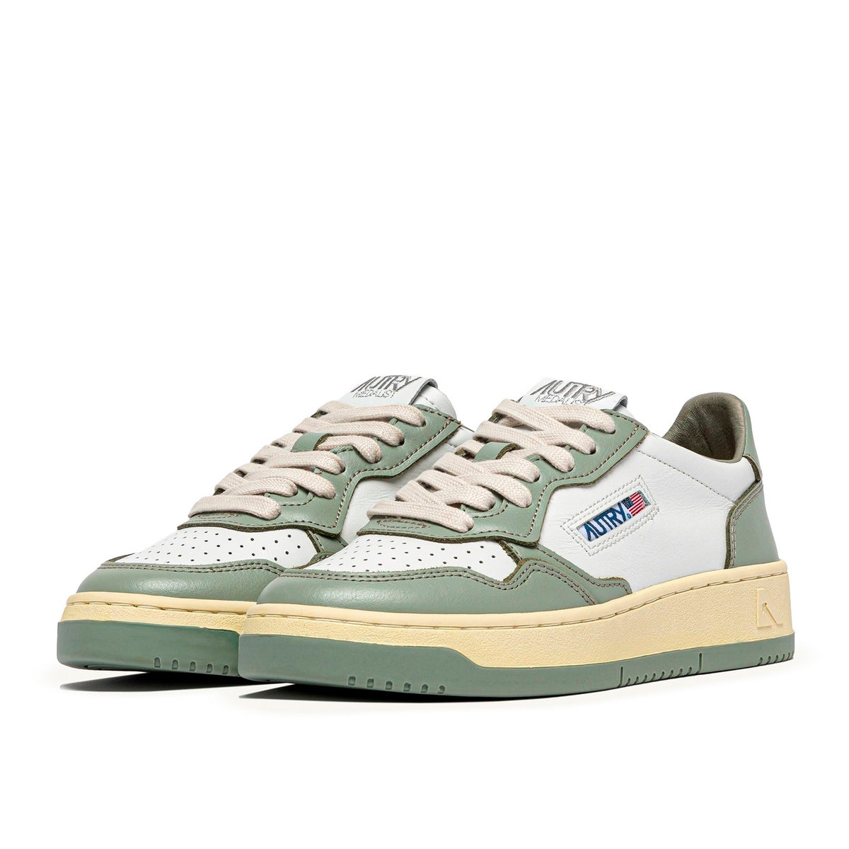 Autry Medalist Leather Low White Polignac (W) - Green