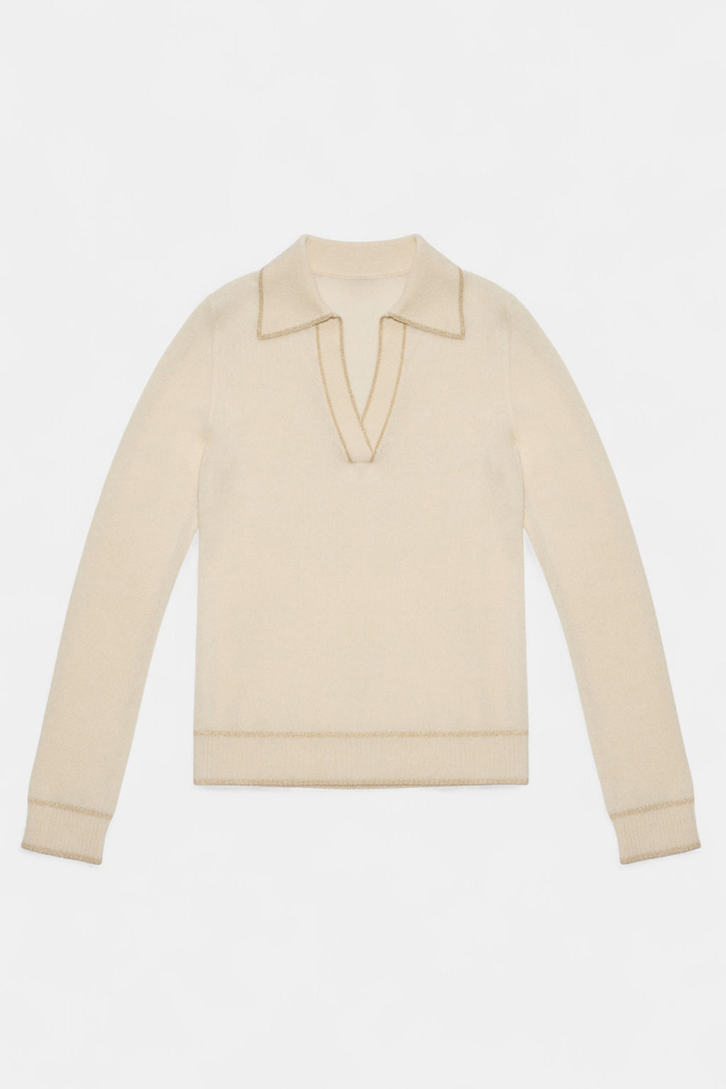 Pull Col Polo Aurore - Blanc Dore - Femme