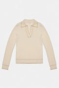 Pull Col Polo Aurore - Blanc Dore - Femme