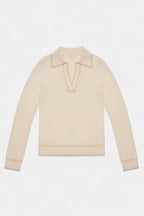 Pull Col Polo Aurore - Blanc Dore - Femme