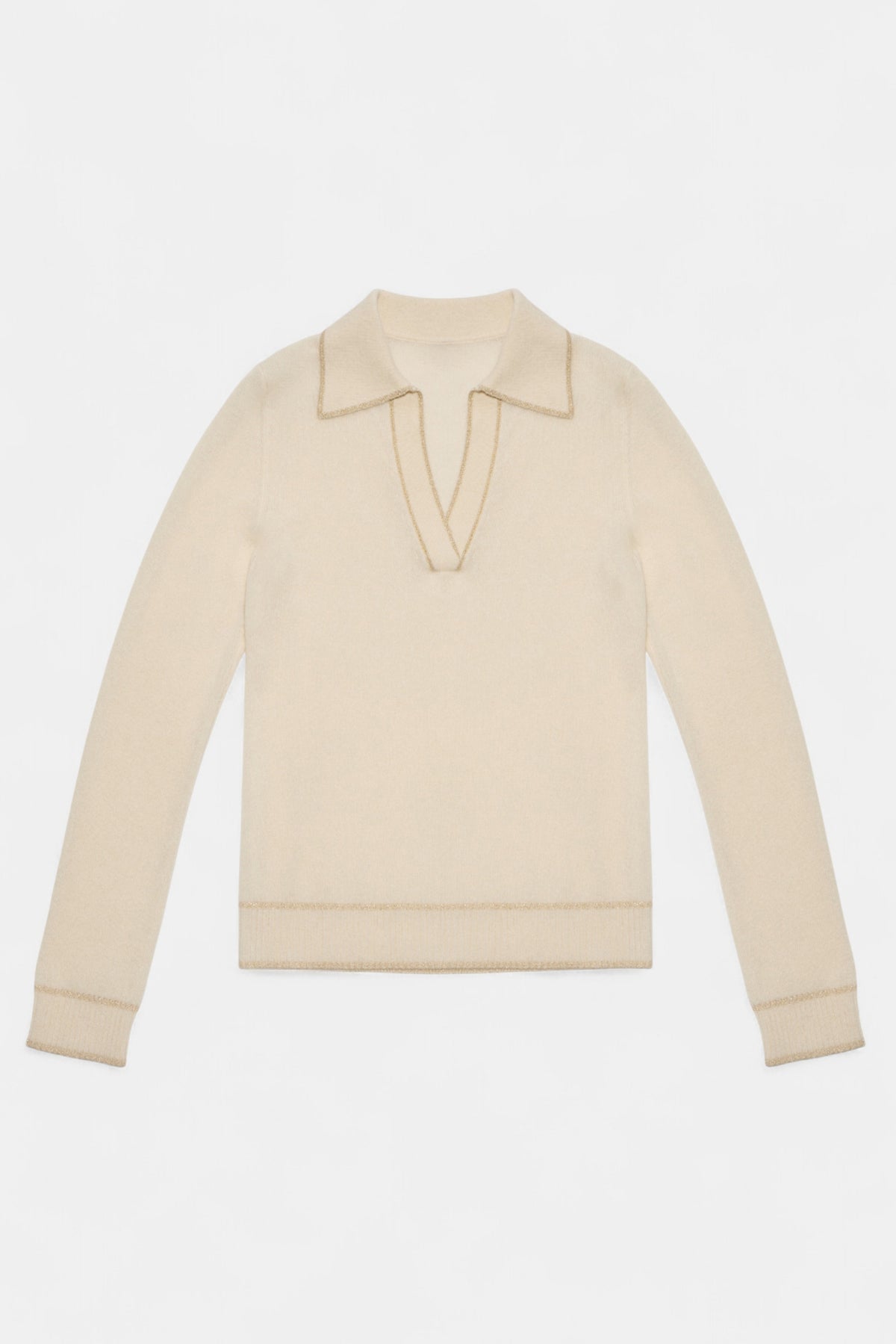 Pull Col Polo Aurore - Blanc Dore - Femme