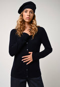 Cardigan med rund hals - Caron - Navy
