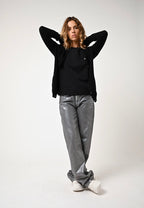 Round-Neck Cardigan - Caron - Black