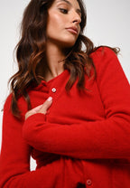 Round-Neck Cardigan - Caron - Red