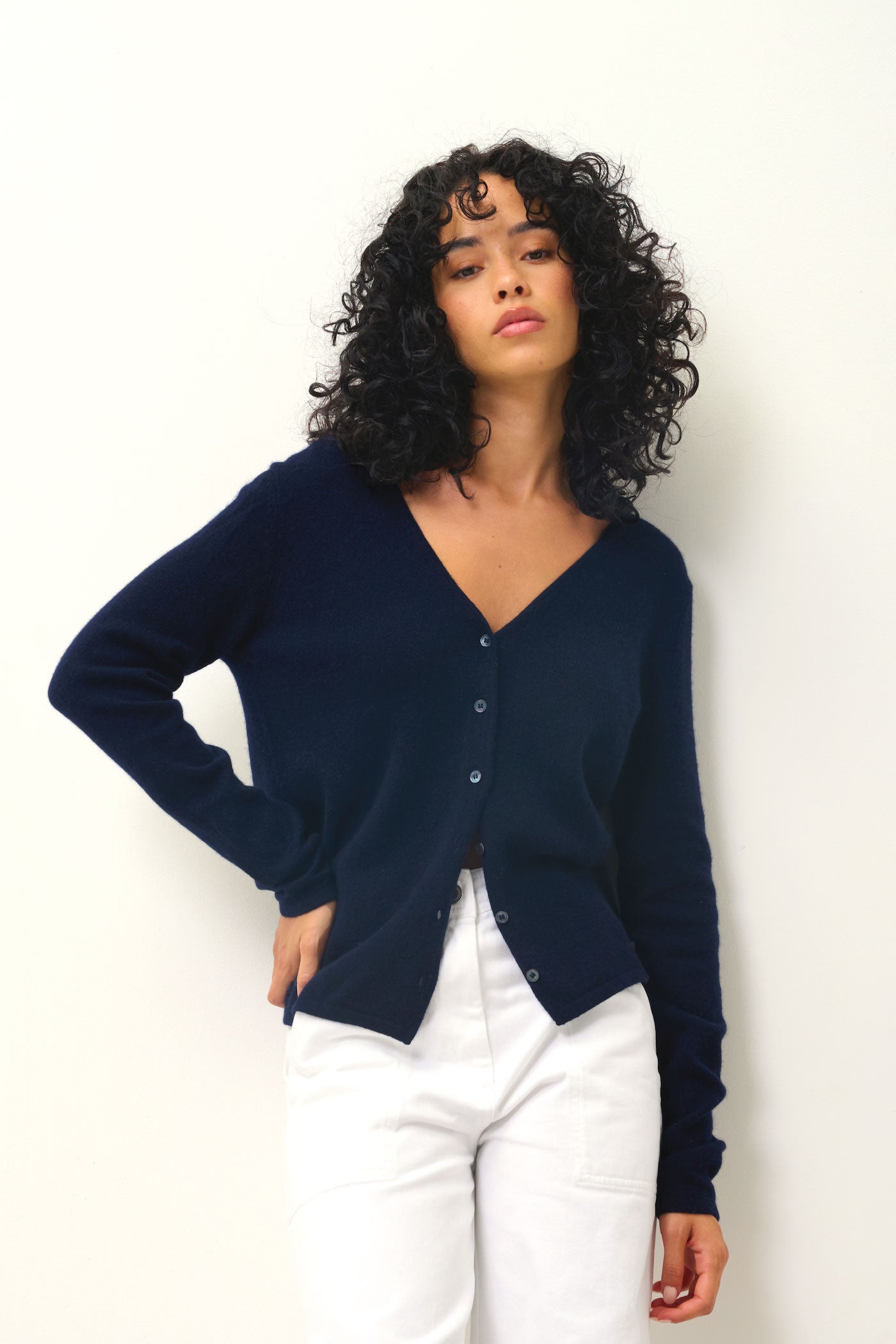 Cardigan Col V - Chalais - Navy