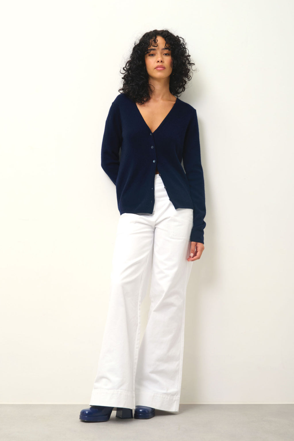 Cardigan Col V - Chalais - Navy