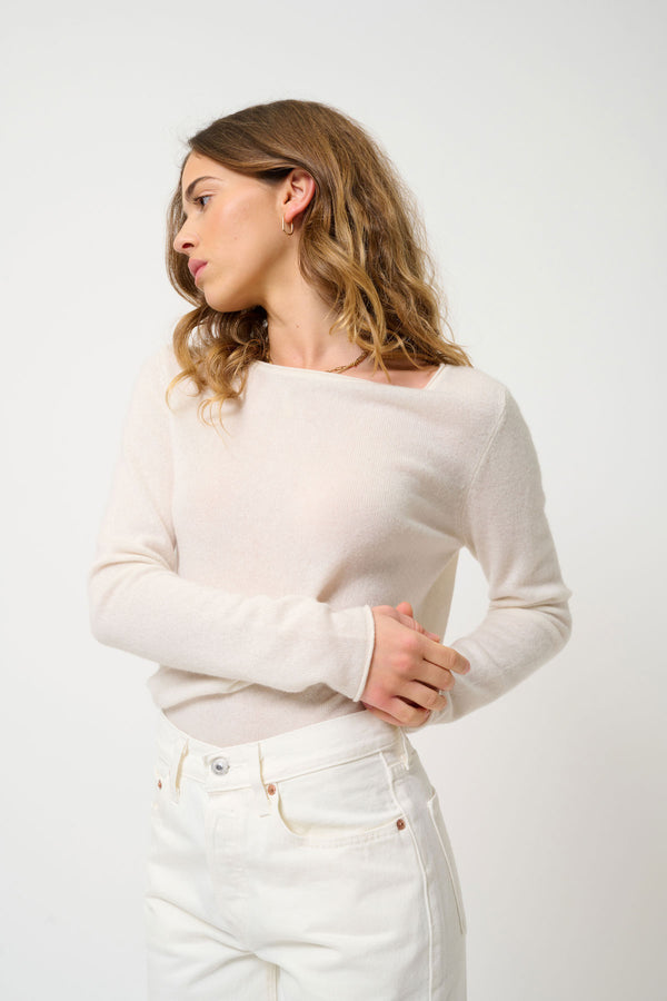 Maglione con scollo a barca - Criou - Avorio