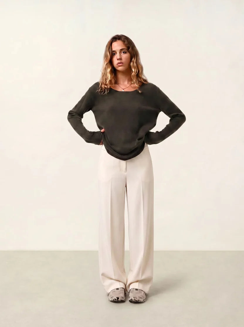 Crew-Neck Jumper - Lanfon - Khaki