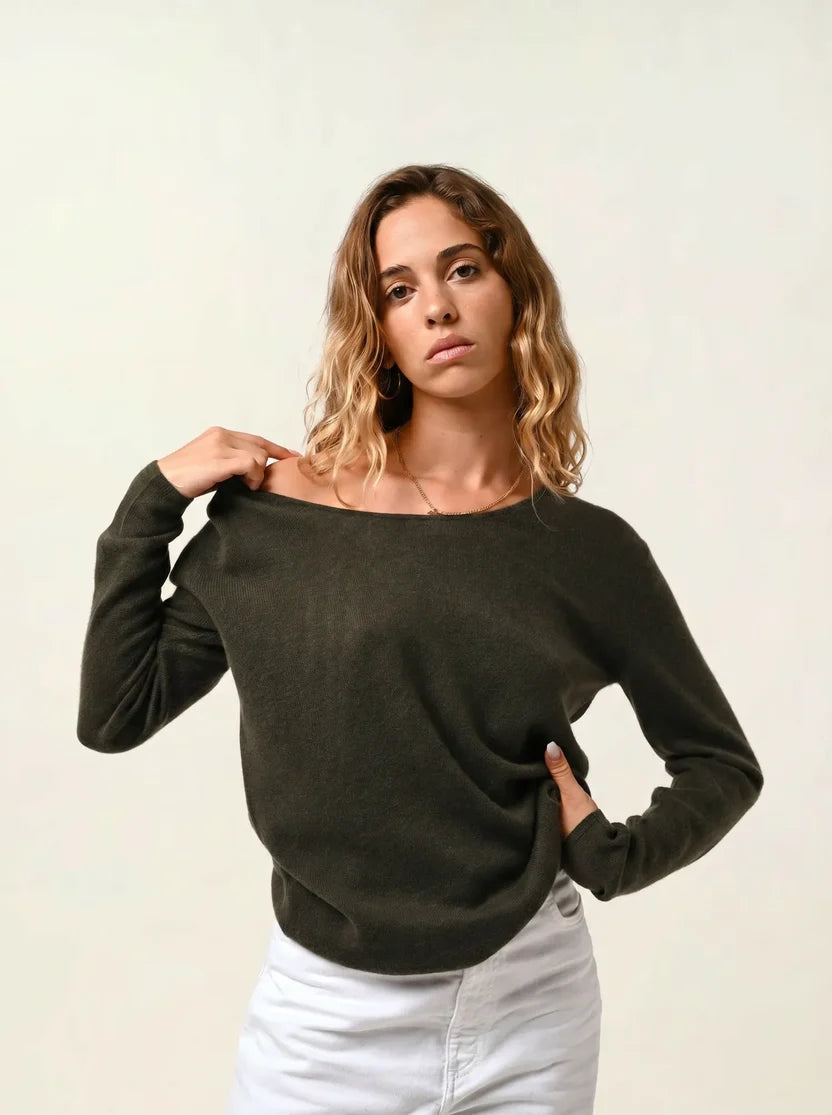 Crew-Neck Jumper - Lanfon - Khaki