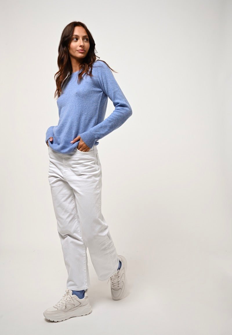 Jersey de cuello redondo Etret - Sky - 100% cachemira de 2 hilos