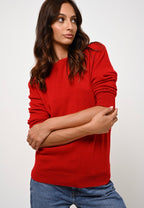 Pull Col Rond Boutonné Dos - Estaris - Rouge