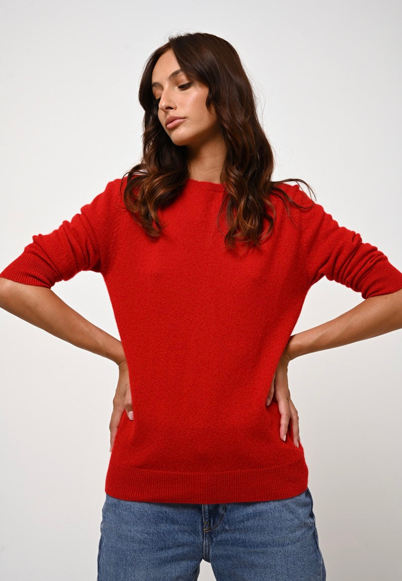 Pull Col Rond Boutonné Dos - Estaris - Rouge