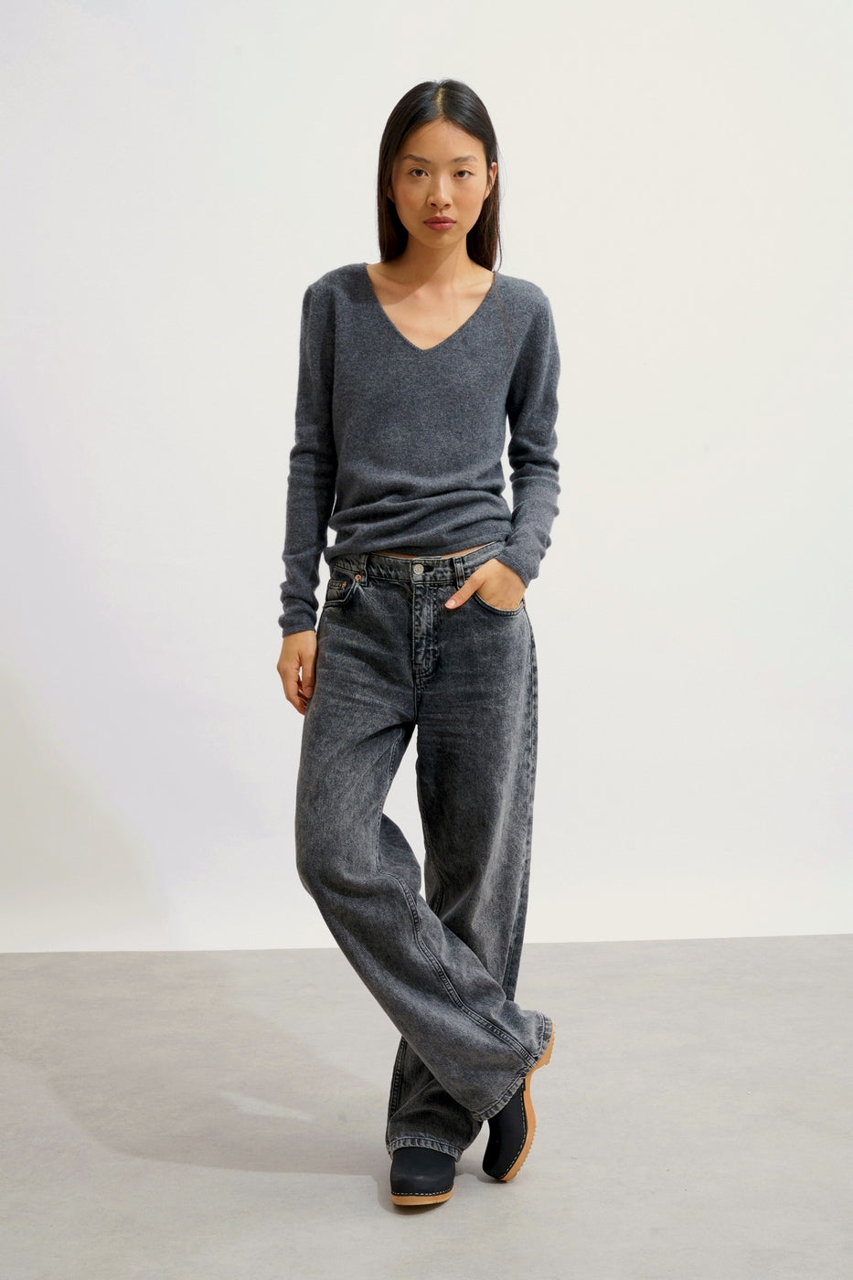 Pull Col V - Galise - Anthracite Chiné